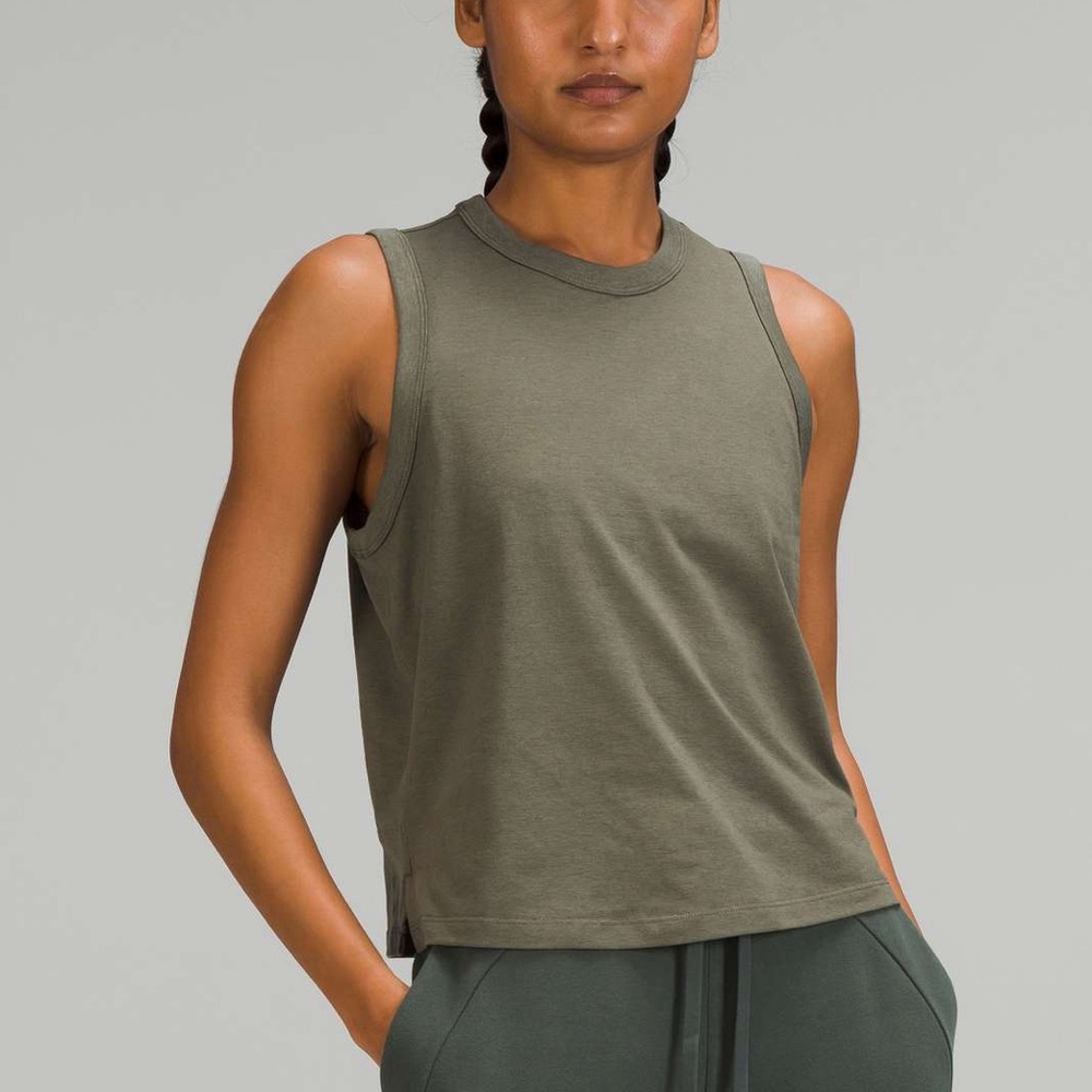 Lululemon Classic-Fit Cotton-Blend Tank Top Army Green Size 2